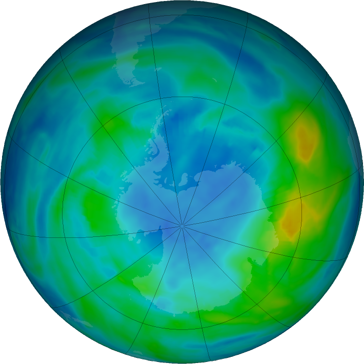 Antarctic ozone map for 28 April 2018